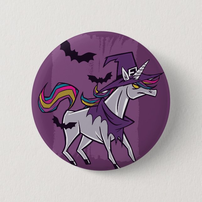 Badge Rond 5 Cm Sorcière Unicorne (Devant)
