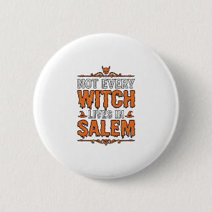 Badge Rond 5 Cm Sorcière Vintage Salem Halloween Typographie Desig