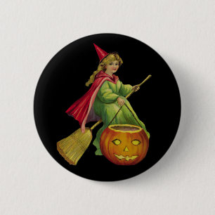 Badge Rond 5 Cm Sorcière volante