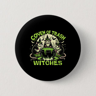Badge Rond 5 Cm Sorcières à ordures Opossum Halloween Éffrayant