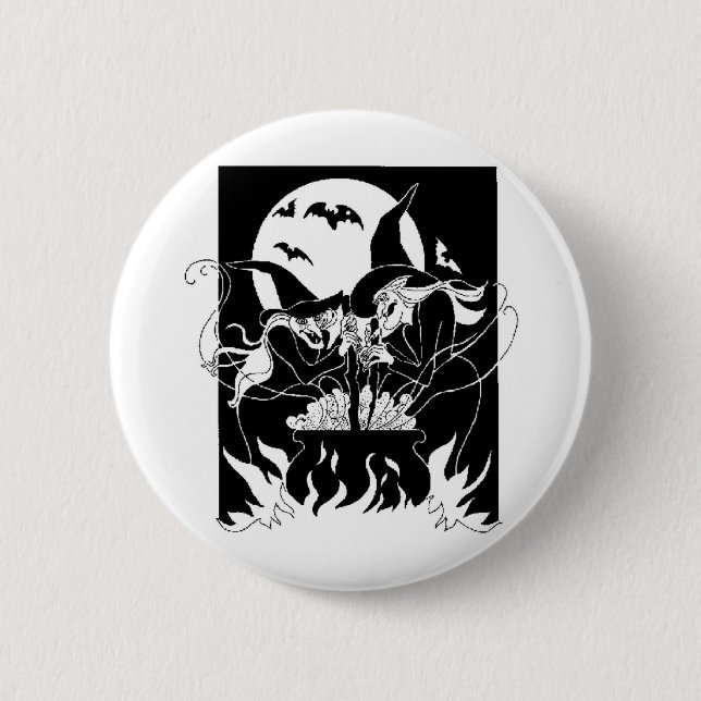 Badge Rond 5 Cm Sorcières de Halloween (Devant)