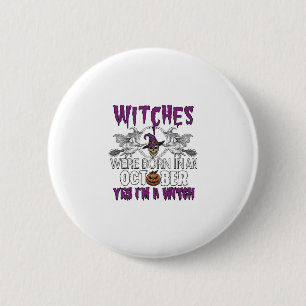 Badge Rond 5 Cm Sorcières Octobre Halloween Crâne Chapeau de Sorci