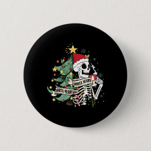 Badge Rond 5 Cm Sorta Merry Sorta Effrayant Squelette neige Noël X