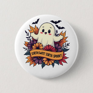Badge Rond 5 Cm Sorta Sweet Sorta Éffrayant Halloween Fantôme Auto