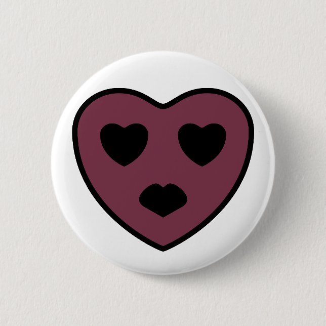 Badge Rond 5 Cm Sortie visage coeur (Devant)