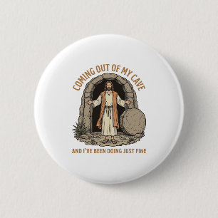 Badge Rond 5 Cm Sortir de ma grotte drôle chrétien vintage shirt