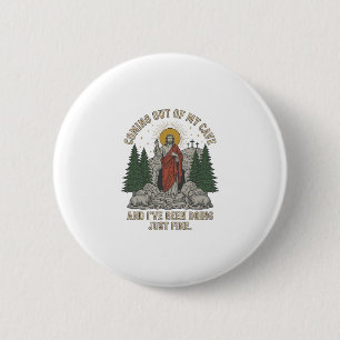 Badge Rond 5 Cm Sortir de ma grotte Résurrection Parole T-Shirt De