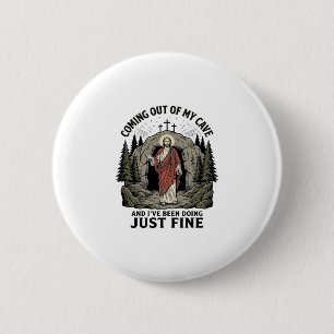 Badge Rond 5 Cm Sortir de ma grotte Vintage Religieux Drôle de Che