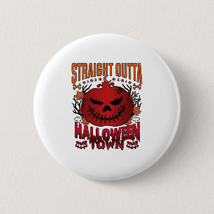 Badge Rond 5 Cm Sortis d'Halloween Town Fantômes de citrouille rou