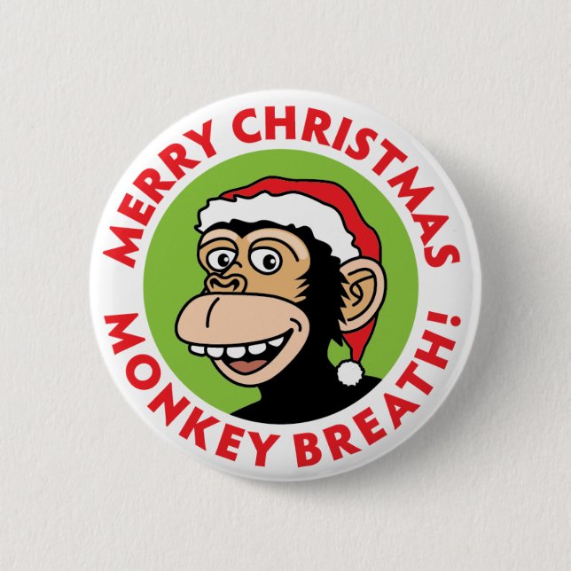 Badge Rond 5 Cm Souffle de singe de Joyeux Noël (Devant)