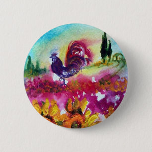 BADGE ROND 5 CM SOUFFLE ET ROOSTER NOIR
