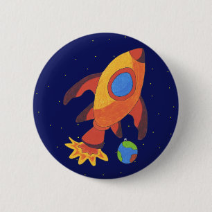 Badge Rond 5 Cm Soufflez le bouton de bateau de Rocket