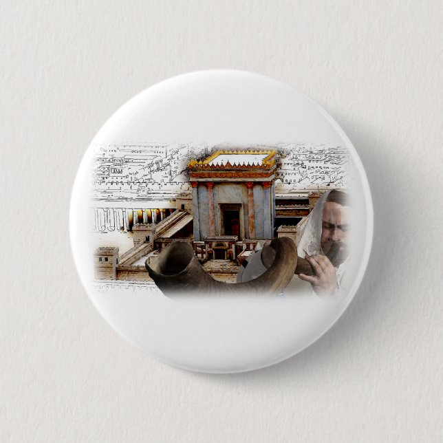 Badge Rond 5 Cm Soufflez le Shofar dans Zion (Devant)