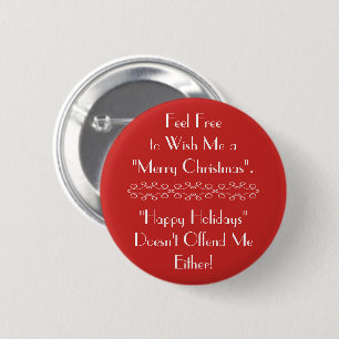 Badge Rond 5 Cm Souhaitez-moi le Joyeux Noël ou bonnes fêtes