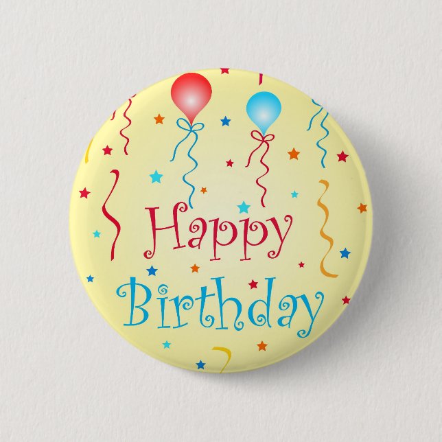 Badge Rond 5 Cm Souhaits d'anniversaire - bouton de Pin (Devant)