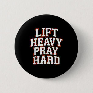 Badge Rond 5 Cm Soulever Lourds Prier Fort Gym Cadeau Chrétien Jés