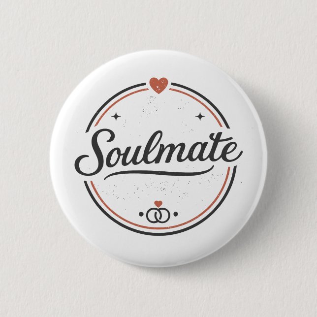 Badge Rond 5 Cm Soulmate Retro Love Minimal(Light) Couple Matching (Devant)