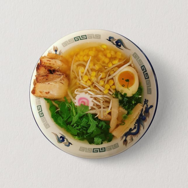 Badge Rond 5 Cm Soupe de nouilles de Ramen de porc (Devant)