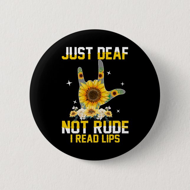 Badge Rond 5 Cm Sourd Non Rude Audience Malentendante Sourde Sourd (Devant)