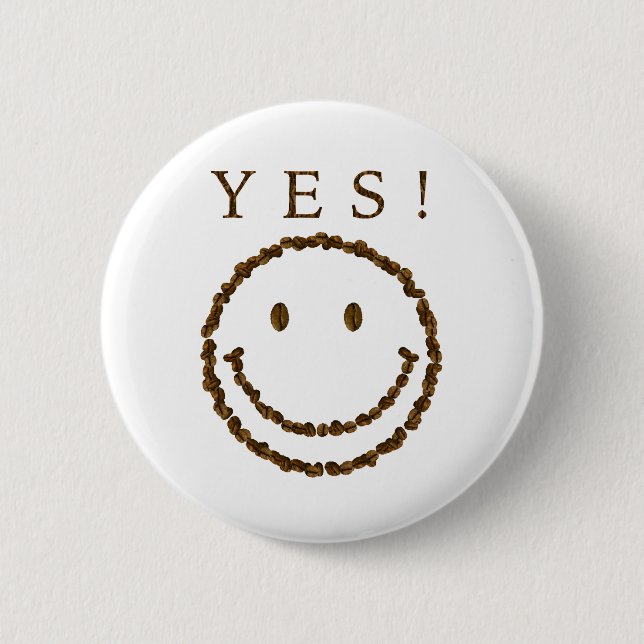 Badge Rond 5 Cm Souriez avec des haricots au café (Devant)