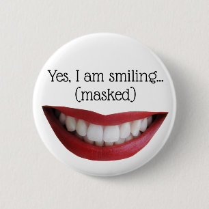 Badge Rond 5 Cm Sourire aux boutons - pour masques