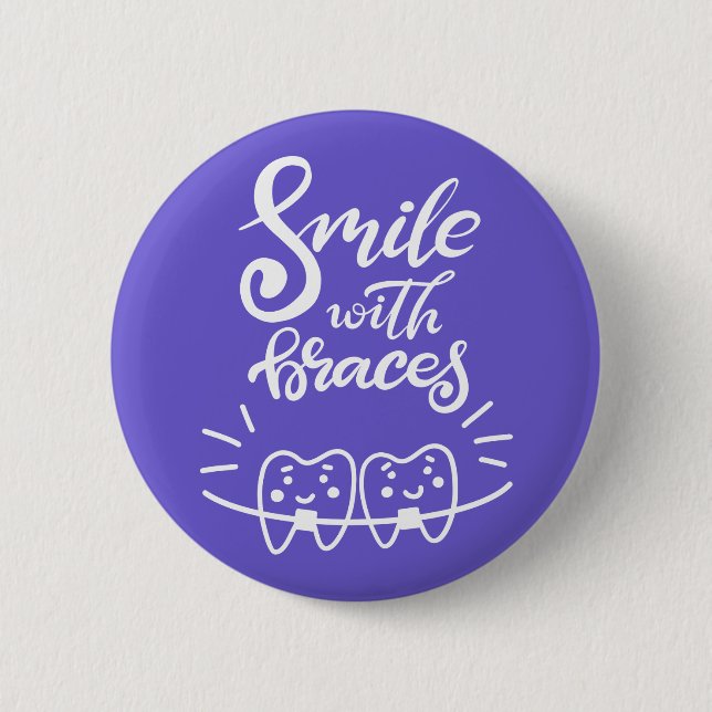 Badge Rond 5 Cm Sourire avec les dents de sourire des croisillons (Devant)