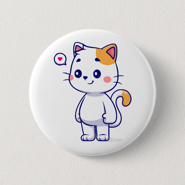 Badge Rond 5 Cm Sourire de chat mignon (Devant)