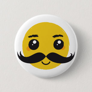 Badge Rond 5 Cm Sourire de moustache de Kawaii