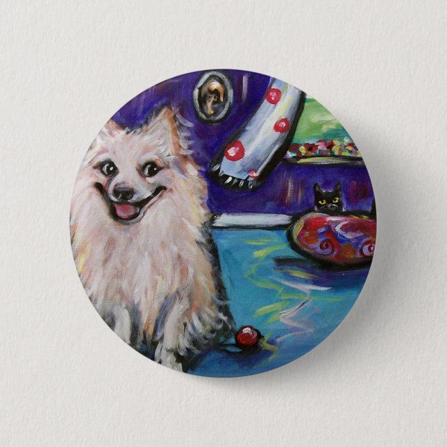 Badge Rond 5 Cm Sourire de Pomeranian (Devant)