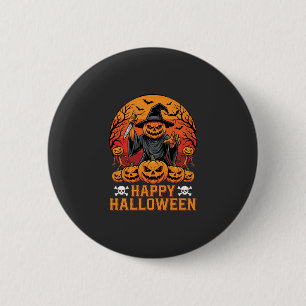 Badge Rond 5 Cm Sourire de sorcière de citrouille effrayant Concep