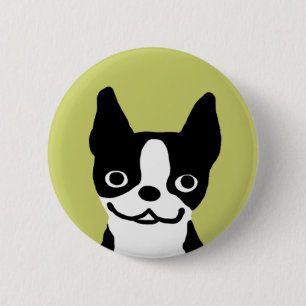 Badge Rond 5 Cm Sourire de Terrier de Boston