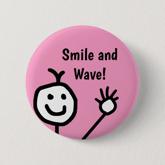 Badge Rond 5 Cm Sourire et Wave Pink heureux (Devant)