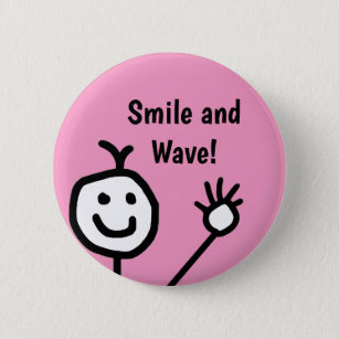 Badge Rond 5 Cm Sourire et Wave Pink heureux