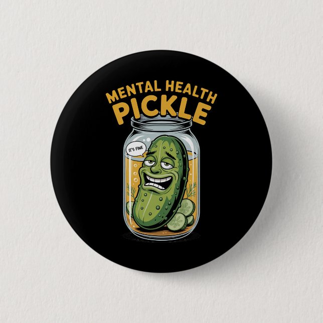 Badge Rond 5 Cm Sourire Faux Pot de Pickles Conscientisation à la  (Devant)