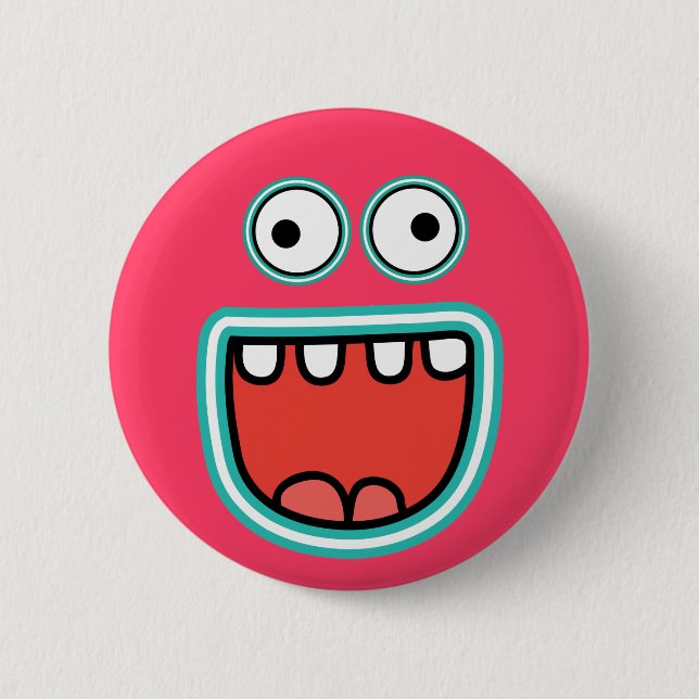 Badge Rond 5 Cm Sourire idiot de visage de monstre (Devant)