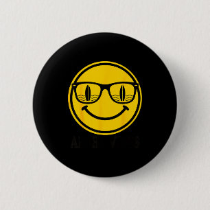 Badge Rond 5 Cm sourire lunettes de soleil aloha surf reflet planc