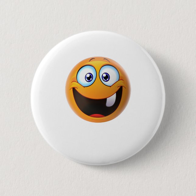Badge Rond 5 Cm Sourire sans dents Jaune (Devant)