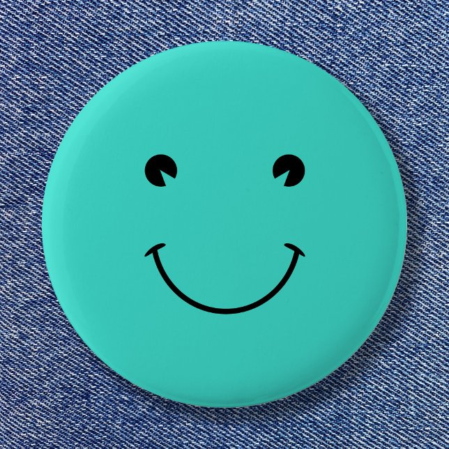 Badge Rond 5 Cm Sourire Turquoise (Turquoise Smile Button)