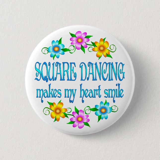 Badge Rond 5 Cm Sourires de danse carrée (Devant)