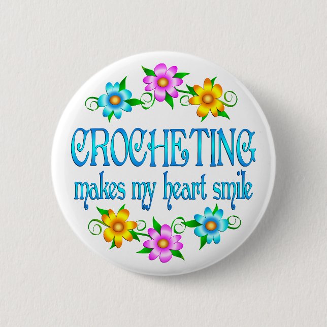 Badge Rond 5 Cm Sourires faisants du crochet (Devant)