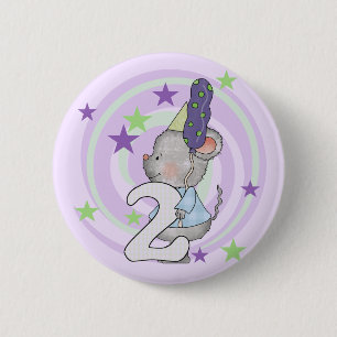 Badge Rond 5 Cm Souris 2e anniversaire T-shirts et cadeaux