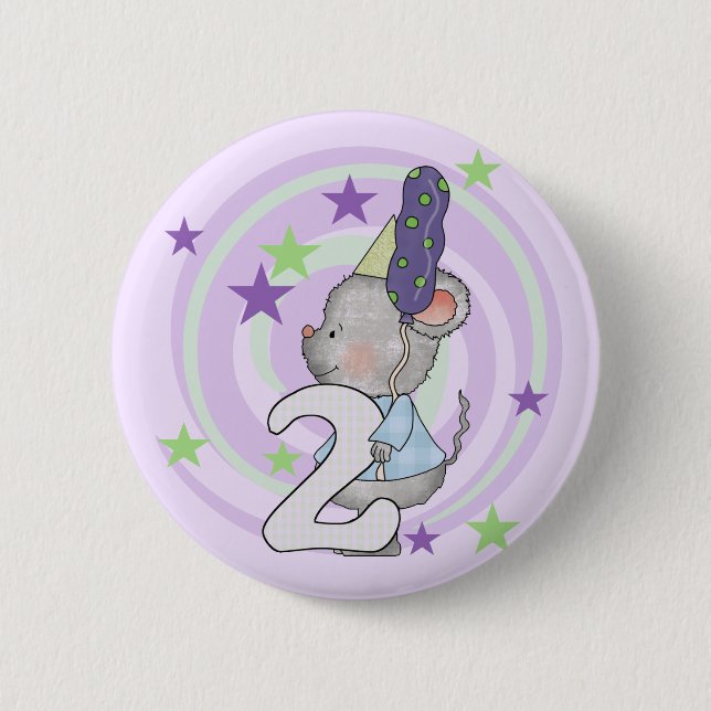 Badge Rond 5 Cm Souris 2e anniversaire T-shirts et cadeaux (Devant)