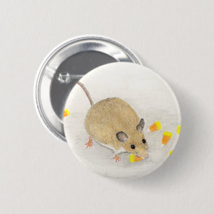 Badge Rond 5 Cm Souris avec Cornes à bonbons