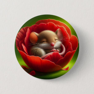 Badge Rond 5 Cm Souris Bébé très mignonne Dormir