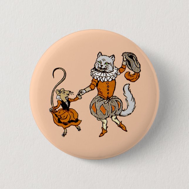 Badge Rond 5 Cm souris dansant avec un chat (Devant)