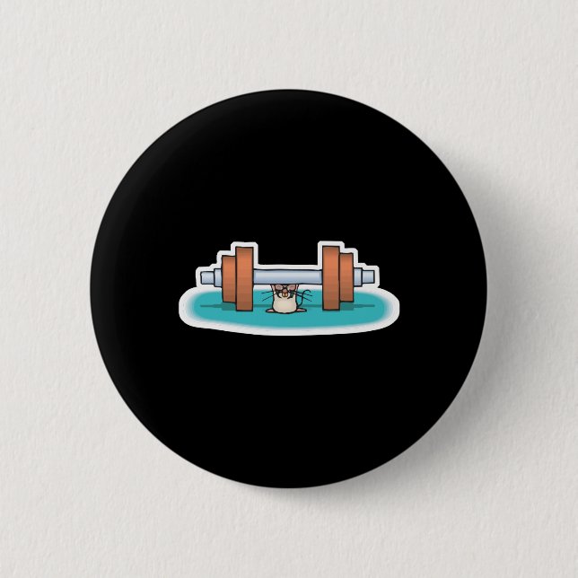 Badge Rond 5 Cm souris d'haltérophilie (Devant)