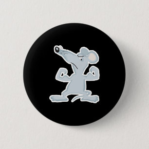 Badge Rond 5 Cm souris drôle avec les muscles