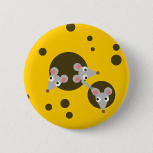 Badge Rond 5 Cm Souris en fromage