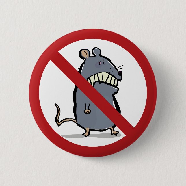 Badge Rond 5 Cm souris folle : interdit ! (Devant)