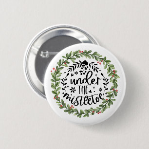 Badge Rond 5 Cm Sous la couronne d'aquarelle Mistletoe